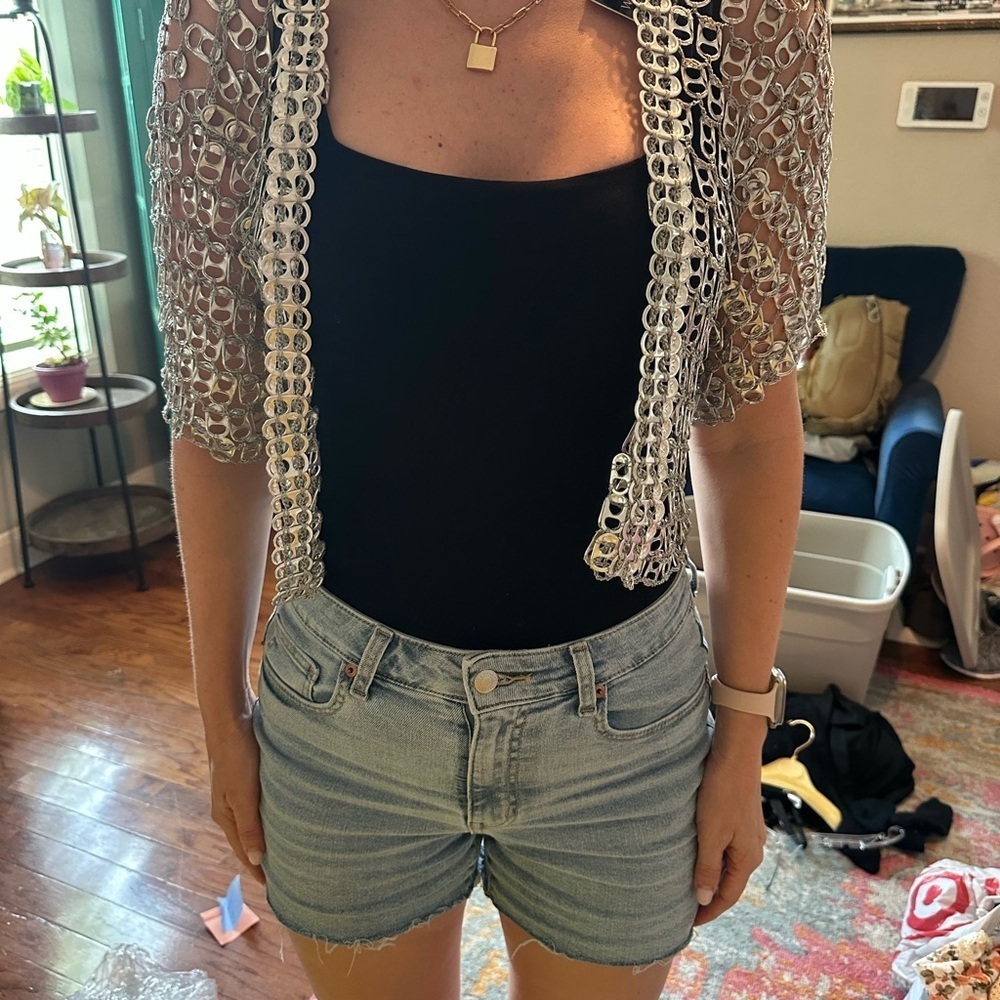 Eccochicc Can Tabs Silver Crochet Women Top
